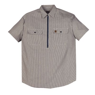 Big Bill Men's Short-Sleeve Hickory Stripe 1/2-Zip Shirt