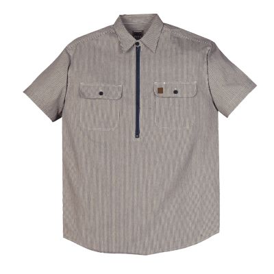 Big Bill Men's Short-Sleeve Hickory Stripe 1/2-Zip Shirt at