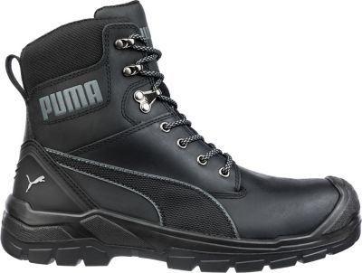 black work boots with side zipper