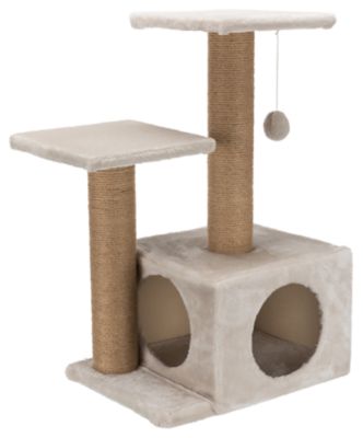 TRIXIE Valencia Gray Scratching Post, with Condo, Two Platforms, Dangling Pom-Pom