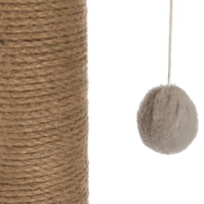 Image showing  28 in. Valencia Scratching Post with Condo, 2 Platforms and Dangling Pom-Pom, Gray
