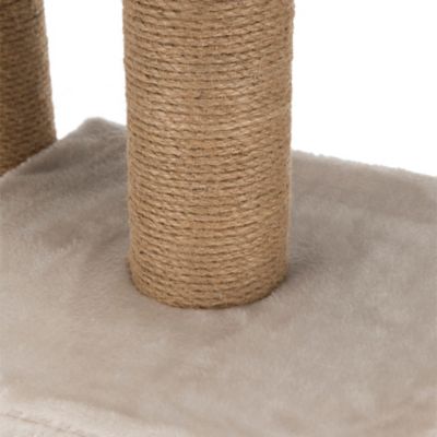 Image showing  28 in. Valencia Scratching Post with Condo, 2 Platforms and Dangling Pom-Pom, Gray