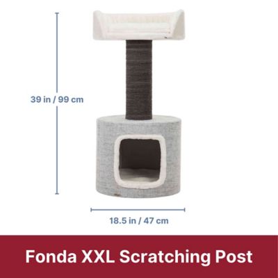 Image showing  Fonda XXL Scratching Post with Condo and Platform for Large Cats, White/Gray