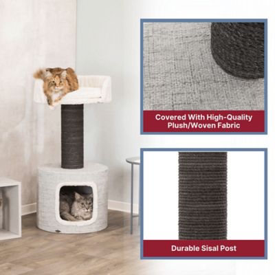 Image showing  Fonda XXL Scratching Post with Condo and Platform for Large Cats, White/Gray