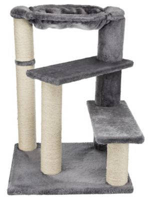 TRIXIE Baza Senior Scratching Post, Gray, Hammock, Two Platforms, Easy to Climb