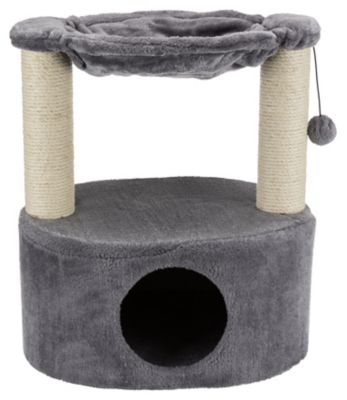 TRIXIE Baza Grande Scratching Post, Gray, with Condo, Hammock, Dangling Pom-Pom