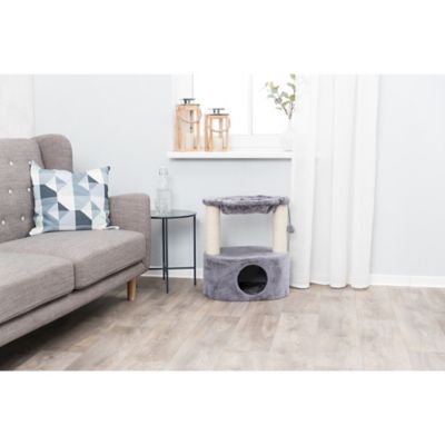 Image showing  Baza Grande Scratching Post, Gray, with Condo, Hammock, Dangling Pom-Pom