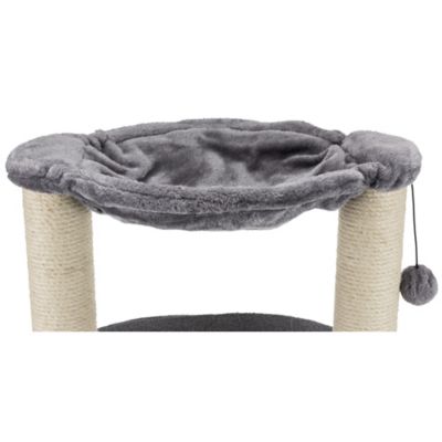 Image showing 5 th TRIXIE Baza Grande Scratching Post, Gray, with Condo, Hammock, Dangling Pom-Pom