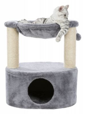 Image showing 6 th TRIXIE Baza Grande Scratching Post, Gray, with Condo, Hammock, Dangling Pom-Pom
