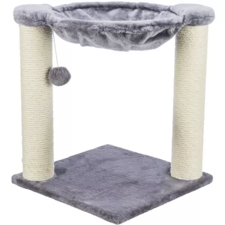 TRIXIE Baza Jute Scratching Post with Hammock Hanging Tassel Gray Cat Trees & Condos