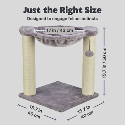 Image showing  Baza Jute Scratching Post with Hammock, Dangling Pom-Pom, Gray