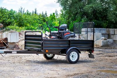Image showing  4.5 ft. x 7.5 ft. 5-in-1 Multi-Use Utility Trailer, 1,639 lb. Capacity, Assembly Kit and Drive up Gate Included, Black