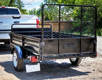 Image showing 6 th DK2 4.5 x 7.5ft. 5-in-1 Multi-Use Utility Trailer, 1,639 lb. Capacity, Assembly Kit and Drive up Gate Included, Black