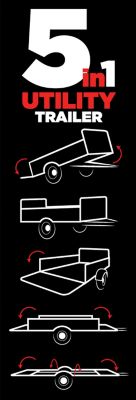 Image showing 8 th DK2 4.5 x 7.5ft. 5-in-1 Multi-Use Utility Trailer, 1,639 lb. Capacity, Assembly Kit and Drive up Gate Included, Black