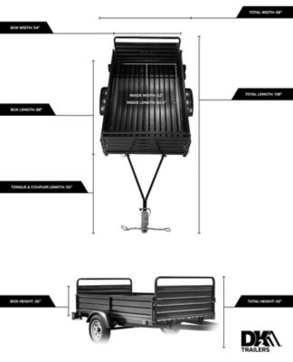 Image showing  4.5 ft. x 7.5 ft. Galvanized Multi-Use Utility Trailer, 1,639 lb. Max Capacity, Drive Up Gate and Assembly Kit