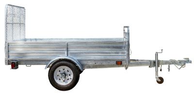 Image showing  4.5 ft. x 7.5 ft. Galvanized Multi-Use Utility Trailer, 1,639 lb. Max Capacity, Drive Up Gate and Assembly Kit