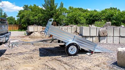 Image showing 7 th DK2 4.5 x 7.5ft. Galvanized Multi-Use Utility Trailer, 1,639 lb. Max Capacity, Drive Up Gate and Assembly Kit