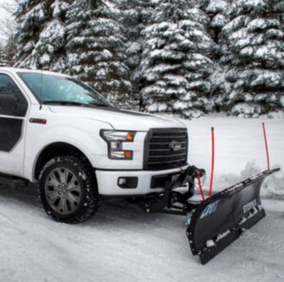 Image showing  Storm II 84 in. x 22 in. Black Powder-Coat Steel Custom Truck Snow Plow Kit and Wireless Remote, Mount Not Included