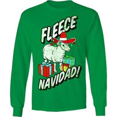 Goodie Two Sleeves Men's Long-Sleeve Fleece Navidad Christmas Shirt
