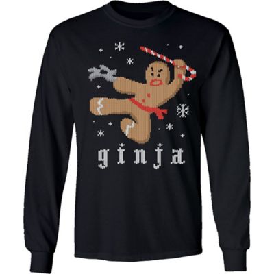 Farm Fed Clothing Men's Long-Sleeve Takes Ginja Bread Christmas Shirt