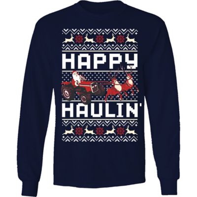 Goodie Two Sleeves Men's Long-Sleeve Happy Haulin Christmas Shirt
