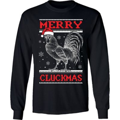 Goodie Two Sleeves Men's Long-Sleeve Merry Cluckmas Christmas Shirt