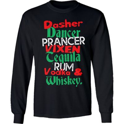 Goodie Two Sleeves Men's Long-Sleeve Reindeer and Drinks Christmas Shirt