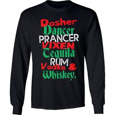 Farm Fed Clothing Men's Long-Sleeve Reindeer and Drinks Christmas Shirt