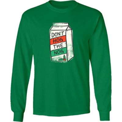 Goodie Two Sleeves Men's Long-Sleeve Don't Hog the Nog Christmas Shirt