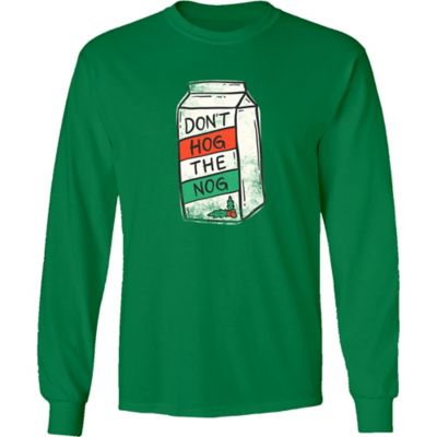 Farm Fed Clothing Men's Long-Sleeve Don't Hog the Nog Christmas Shirt