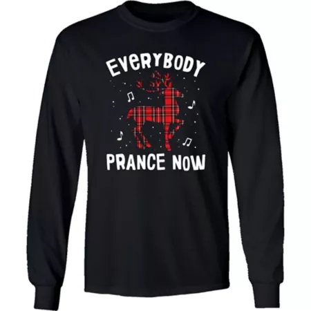 Farm Fed Clothing Men's Everybody Prance Now Long Sleeve Christmas Shirt Men's T-Shirts