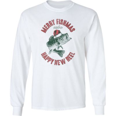 Farm Fed Clothing Men's Long-Sleeve Merry Fishmas Christmas Shirt