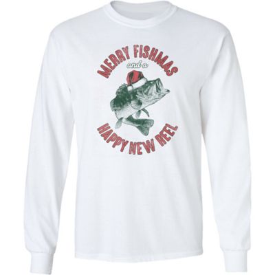 Goodie Two Sleeves Men's Long-Sleeve Merry Fishmas Christmas Shirt, 2XL ...