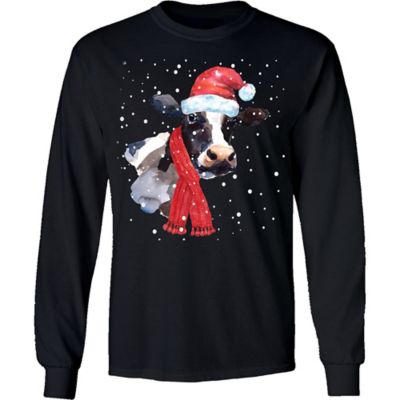 Goodie Two Sleeves Men's Long-Sleeve Moo Xmas Christmas Shirt