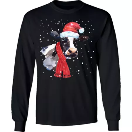 Farm Fed Clothing Men's Long Sleeve Moo Christmas Shirt Men's Sweatshirts