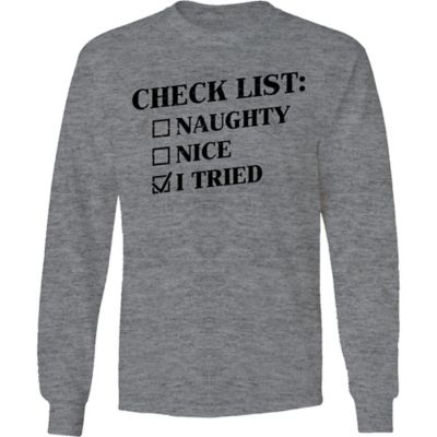 Goodie Two Sleeves Men's Long-Sleeve Checklist Christmas Shirt