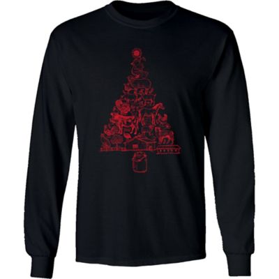Farm Fed Clothing Men's Long-Sleeve Animal Christmas Tree Shirt