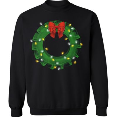 Goodie Two Sleeves Men's Tractor Wire Wreath Christmas Fleece