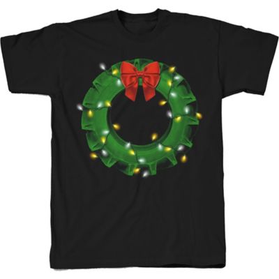Goodie Two Sleeves Men's Tractor Wire Wreath Christmas T-Shirt
