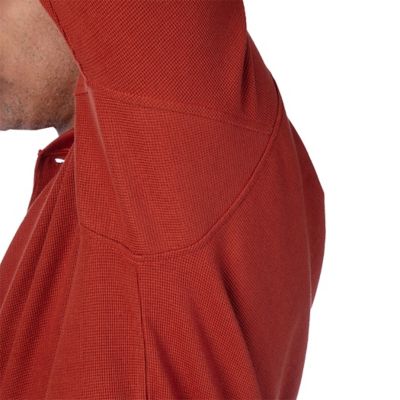 Image showing  Long-Sleeve Extended Tail Mini Thermal Knit Henley Pullover with Gusset