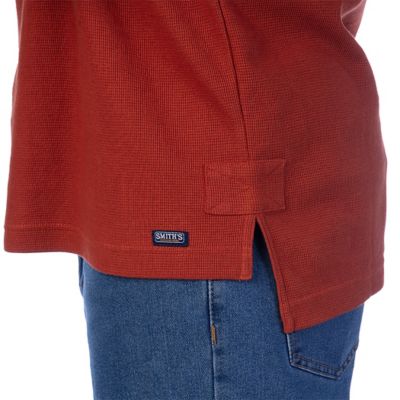 Image showing  Long-Sleeve Extended Tail Mini Thermal Knit Henley Pullover with Gusset