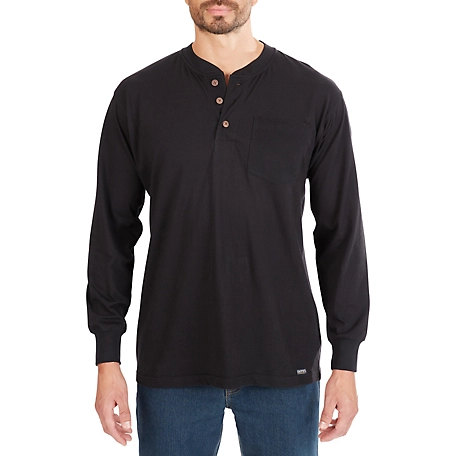 Smith's Workwear Men's Long-Sleeve Henley Shirt with Gusset and Chest Pocket