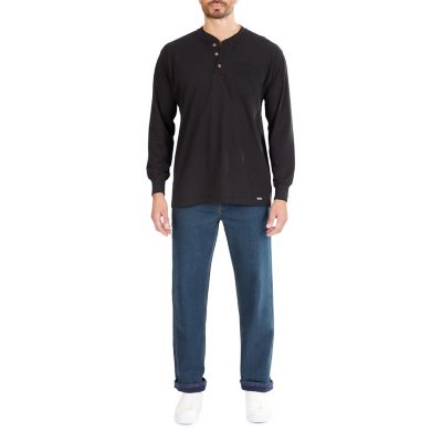 Image showing  Men's Long-Sleeve Henley Shirt with Gusset and Chest Pocket