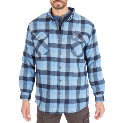 Smith's Workwear Men's Faux Sherpa-Lined Cotton Flannel Shirt Jacket at ...