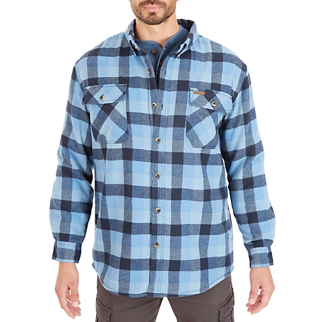Smith's Workwear Men's Faux Sherpa-Lined Cotton Flannel Shirt Jacket