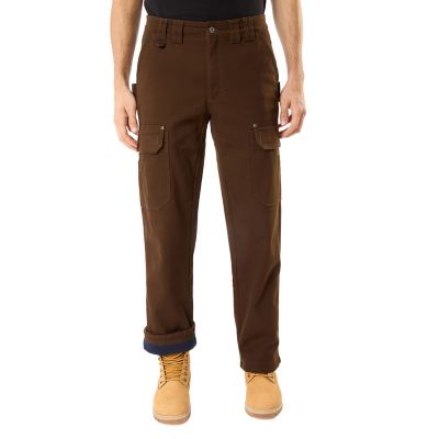 Image showing  Men's Relaxed Fit High-Rise Bonded Fleece-Lined Stretch Duck Canvas Gusset Utility Cargo Work Pants