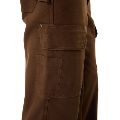 Image showing  Men's Relaxed Fit High-Rise Bonded Fleece-Lined Stretch Duck Canvas Gusset Utility Cargo Work Pants