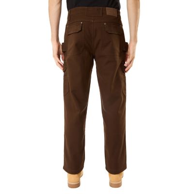 Image showing  Men's Relaxed Fit High-Rise Bonded Fleece-Lined Stretch Duck Canvas Gusset Utility Cargo Work Pants