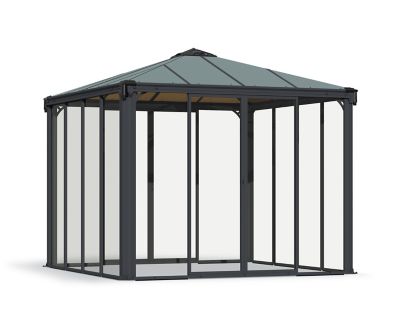 Canopia by Palram 10 ft. x 10 ft. Ledro Gazebo with Screen Doors, Gray