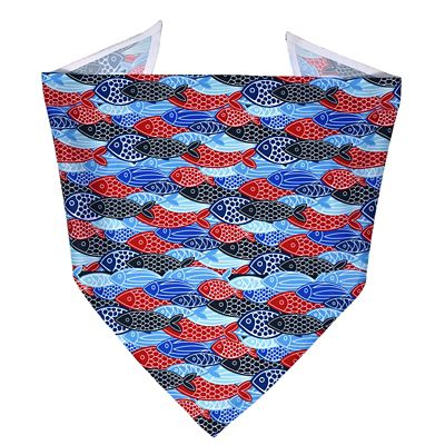 Yellow Dog Design Colorful Fish Dog Bandana, Red/Blue